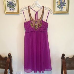 H&M Fuscia purple dress with halter tie neck